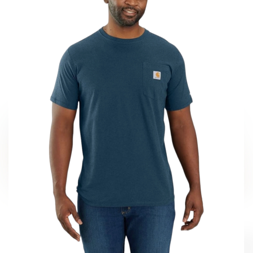 Carhartt Force Men Small Relaxed Fit Blue Mid Weight Short Sleeve Pocket…